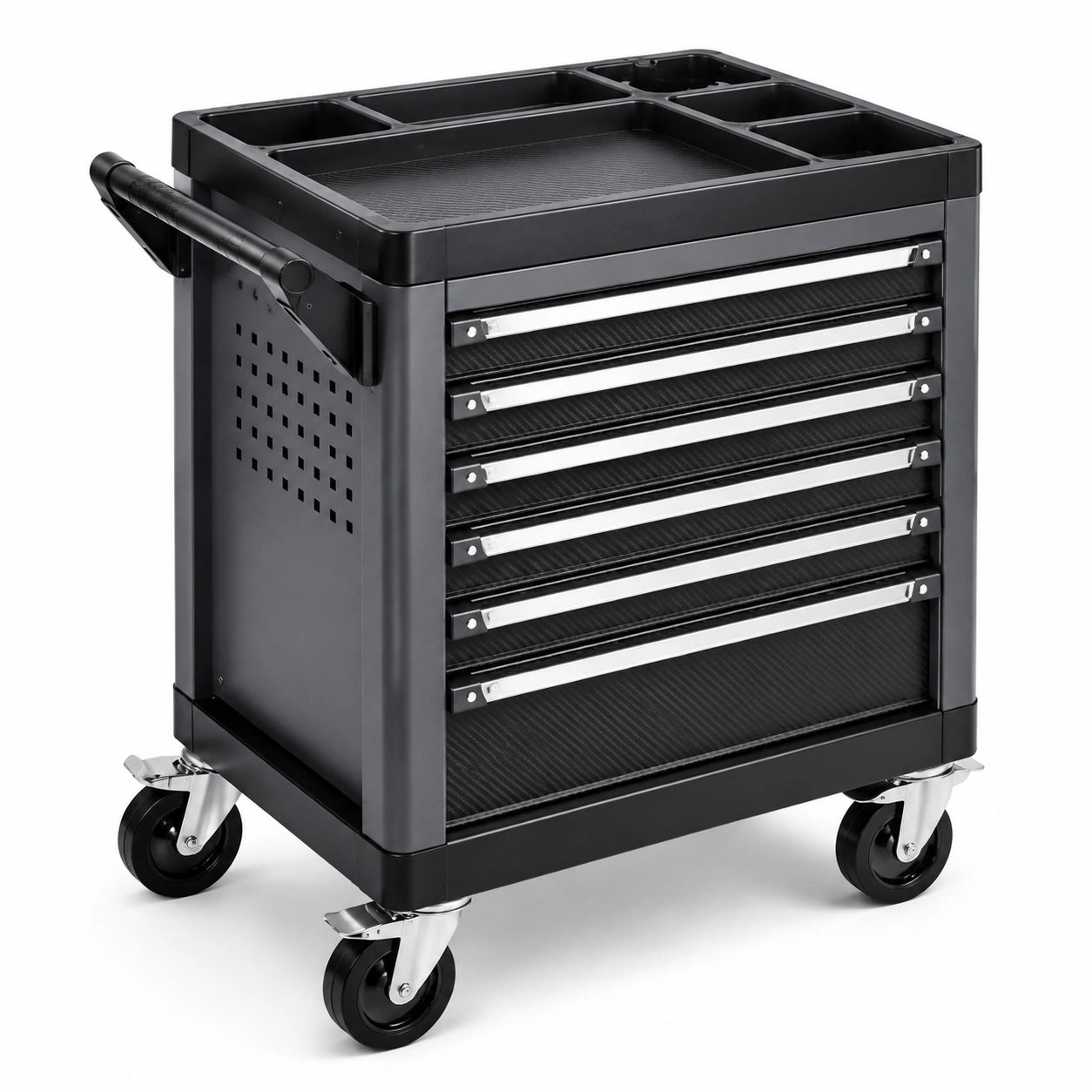Chariot à outils en métal avec 6 tiroirs et roulettes noirs